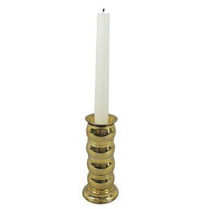 Candlestick Brass with Napkin Rings, Stacked on Brass Candlestick Base 4 Rings a